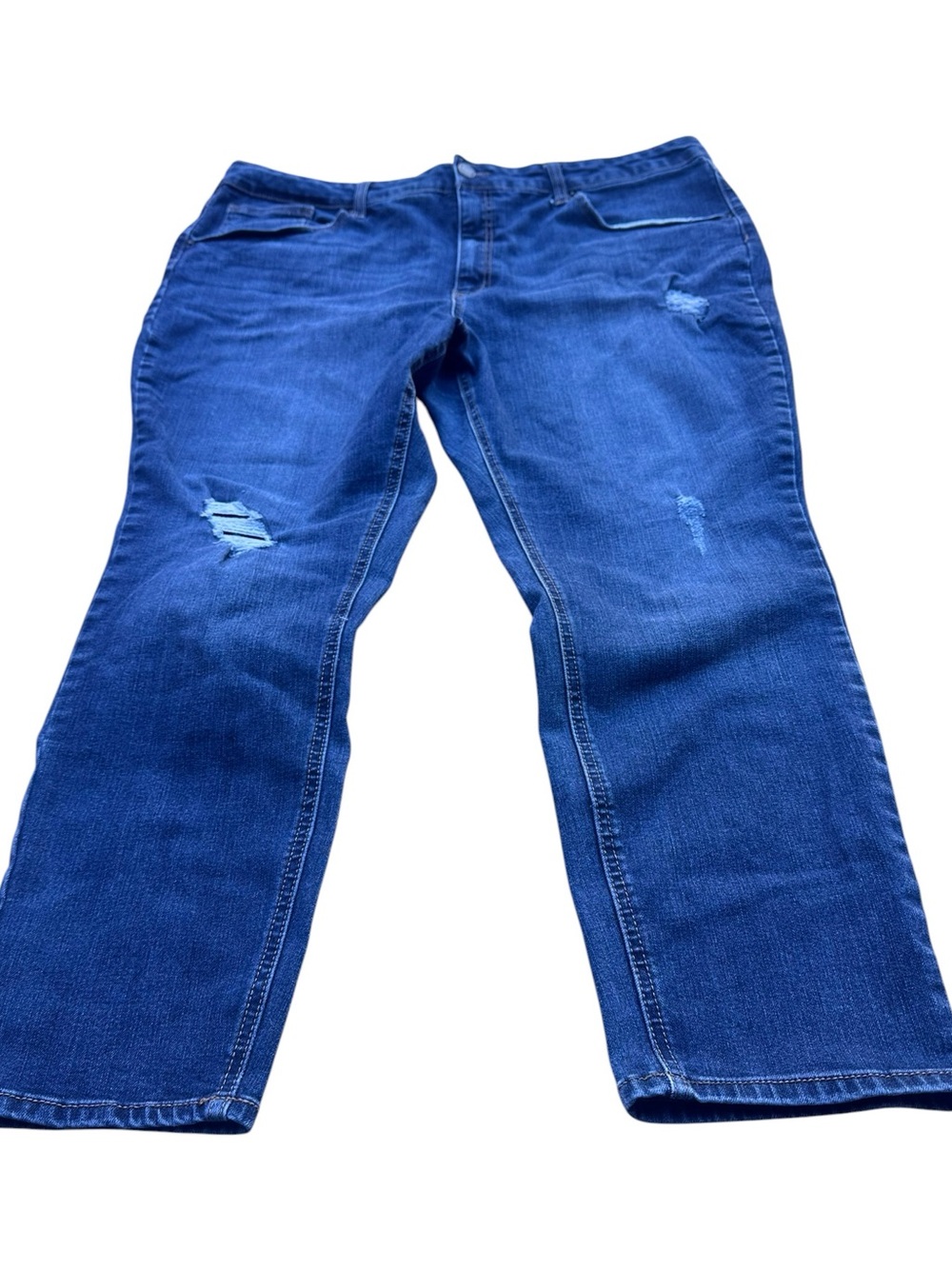 Time‎ and Tru Skinny Jeans Women’s 24 Distressed Dark Wash Stretch Denim Raw Hem